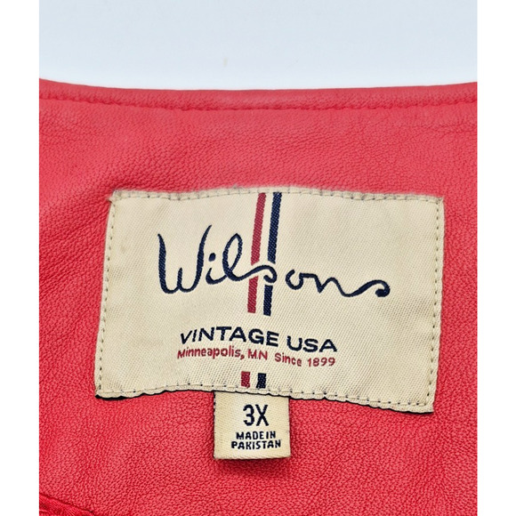 VTG Wilsons Leather Jacket Red Women's Size 3X Zip Front Zip Pocket & Sleeves - Picture 9 of 13